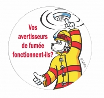 Sparky Test Your Smoke roll 2-1/2" Sticker - French 100/RL