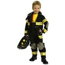 Kid's Firefighter Costume (Black) - Size Large (8/10)