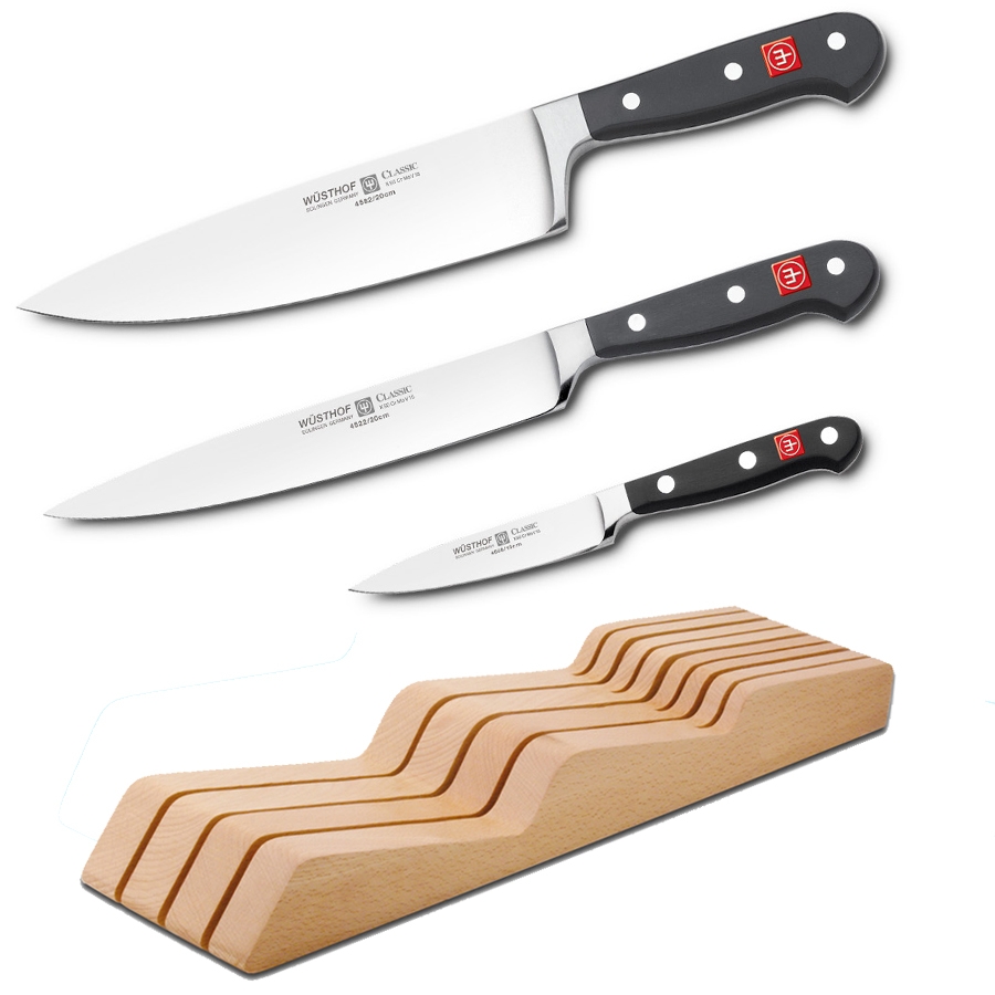 WUSTHOF CLASSIC 3PC KNIFE SET W/ DRAWER STORAGE