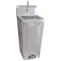 OMCAN Stainless Steel Pedestal Sink with Foot Valve and Fauc