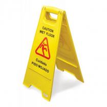 OMCAN Yellow Plastic Wet Floor Caution Sign- English/Spanish