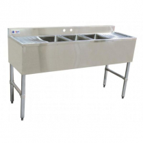 OMCAN Under Bar Sink with 3 Compartments with Two Drain Boar
