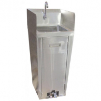 OMCAN Stainless Steel Pedestal Sink with 2 Side Splashes, Fo