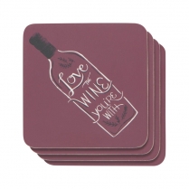LOVE THE WINE YOU'RE WITH CORK BACKED COASTER SET