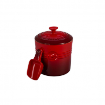 LE CREUSET PET FOOD CONTAINER WITH SCOOP CHERRY