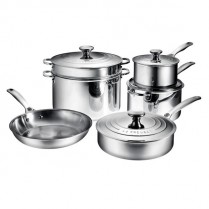 LE CREUSET 10PC STAINLESS COOKWARE SET (C)