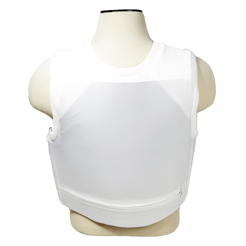 White Concealed Carrier Vest with two Level IIIA Ballistic panels