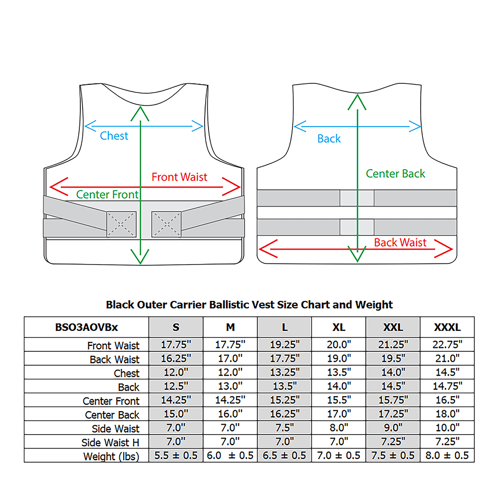 Concealed Carrier Vest with two Level IIIA Ballistic panels Black