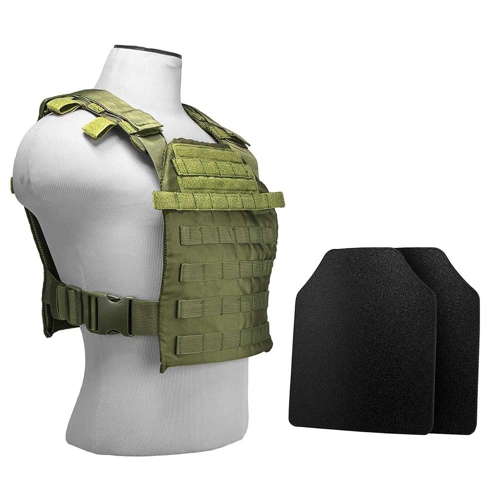 Fast Plate Carrier w/UHMWPE Curved 10"X12' Level IIIA Shooter's Cut 2X Hard Ballistic Plates [Small-2XL]