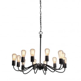 Vintage 12 Light  Black Chandelier