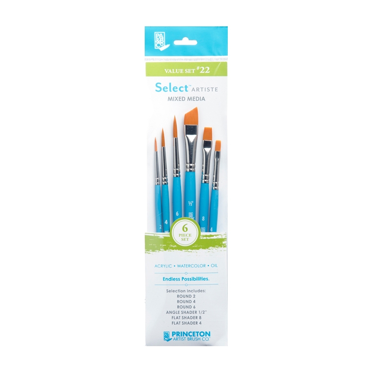 Mixed-Media Brushes for Acrylic Oil 5 Piece Value Set 110 Princeton Select Artiste Watercolor Series 3750