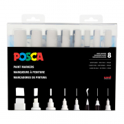POSCA Paint Marker All White 8-sizes Set
