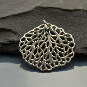Sterling Silver Sea Fan Round Pendant 29x26mm DISCONTINUED