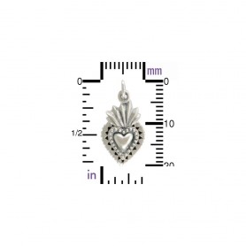Sterling Silver Sacred Heart Charm 20x10mm