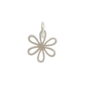 Sterling Silver Daisy Charm - Flower Charm - Small 14x9mm