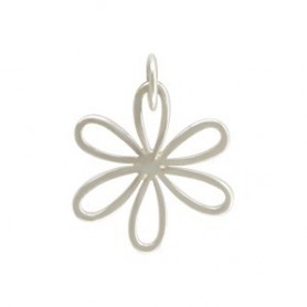  Sterling Silver Daisy Charm - Flower Charm - Medium 19x14mm