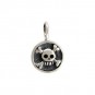  Sterling Silver Round Charm with Skull and Crossbones 13x8mm
