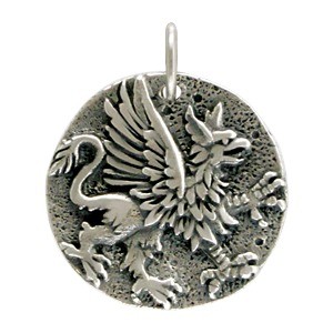 Sterling Silver Ancient Coin Charm - Griffin 22x18mm