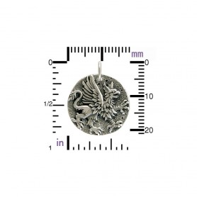 Sterling Silver Ancient Coin Charm - Griffin 22x18mm