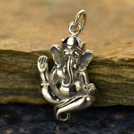 Sterling Silver Ganesh Charm or Link 23x13mm