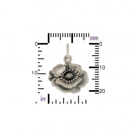Sterling Silver Poppy Charm 15x12mm