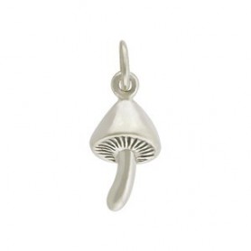 Sterling Silver Mushroom Charm - Food Charm 17x7mm