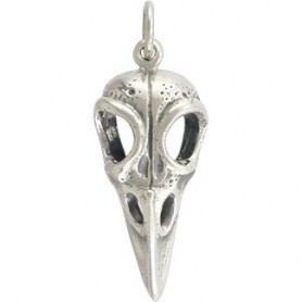 Sterling Silver Bird Skull Charm - Large 27x10mm