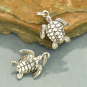  Sterling Silver Sea Turtle Charm - Beach Charm 18x12mm