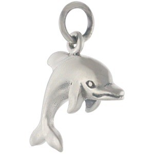 Sterling Silver Dolphin Charm - Beach Charm 18x18mm