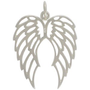 Sterling Silver Double Wing Charm - Openwork 25x18mm