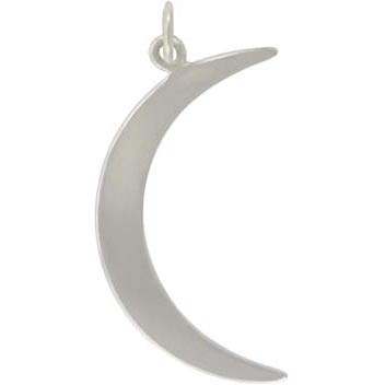 Sterling Silver Crescent Moon Pendant 31x15mm