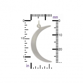 Sterling Silver Crescent Moon Pendant 31x15mm