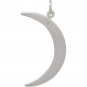 Sterling Silver Crescent Moon Pendant 31x15mm