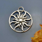 Sterling Silver Sun Pendant - Openwork 23x20mm