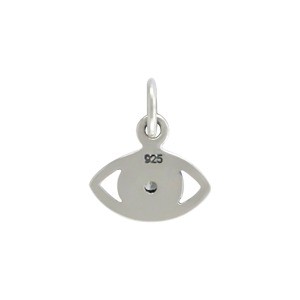 Sterling Silver Evil Eye Charm with Geniune Diamond 12x10mm