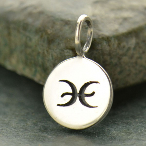 Sterling Silver Zodiac Charm - Pisces 13x8mm