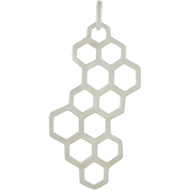 Sterling Silver Honeycomb Charm 32x16mm