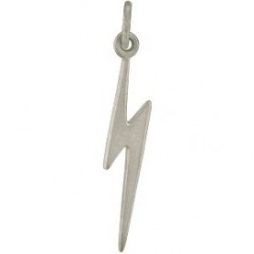 Sterling Silver Lightning Bolt Charm - Flat 25x3mm