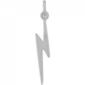 Sterling Silver Lightning Bolt Charm - Flat 25x3mm