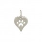 Sterling Silver Heart Charm with Paw Print 13x8mm
