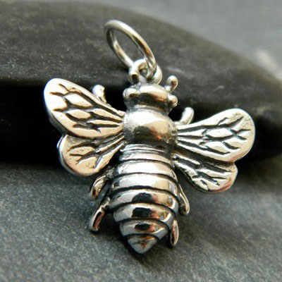 Sterling Silver Bee Pendant 20x18mm