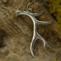 Sterling Silver Deer Antler Pendant - Animal Charms 40x28mm