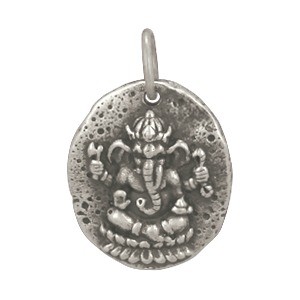 Sterling Silver Ancient Coin Charm - Ganesh 21x13mm