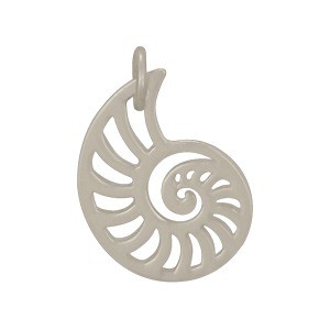 Sterling Silver Nautilus Charm - Openwork 19x12mm