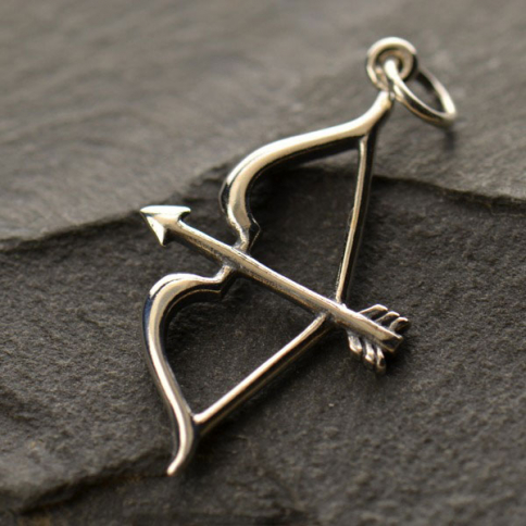 Sterling Silver Bow and Arrow Charm 20x2mm