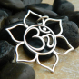 Sterling Silver Lotus Pendant with Om - Openwork 37x32mm