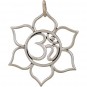 Sterling Silver Lotus Pendant with Om - Openwork 37x32mm