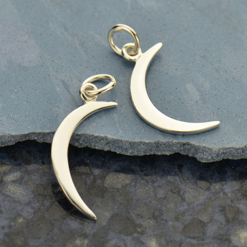 Sterling Silver Moon Charm 22x8mm