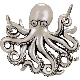 Jewelry Supplies - Octopus Pendant Silver Link 25x26mm