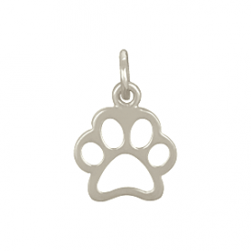 Sterling Silver Paw Print Charm - Openwork 15x10mm